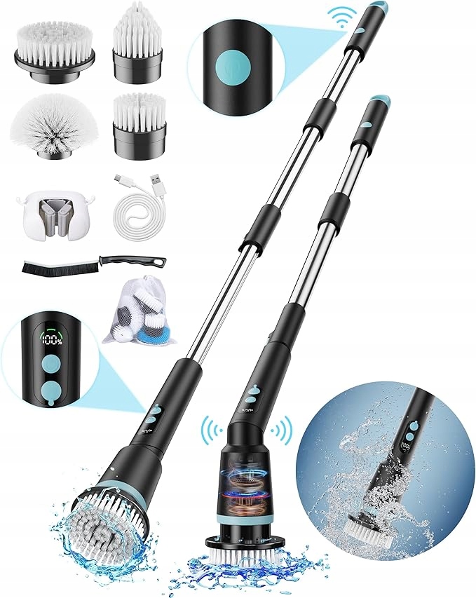 Levně Bezdrátový elektrický kartáč s 5 hlavicemi a dálkovým ovládáním – Kimeetol