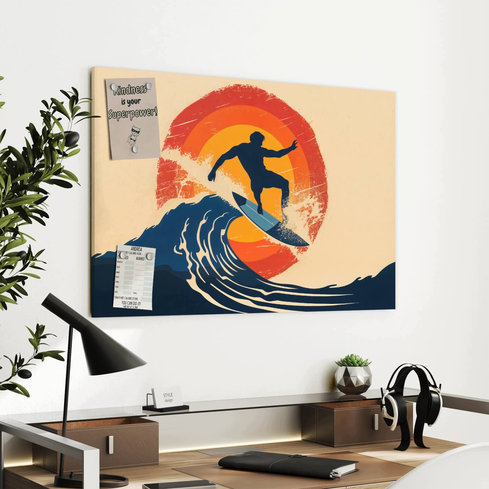 Magnetická tabule Vlna surfingová 90 × 60 cm