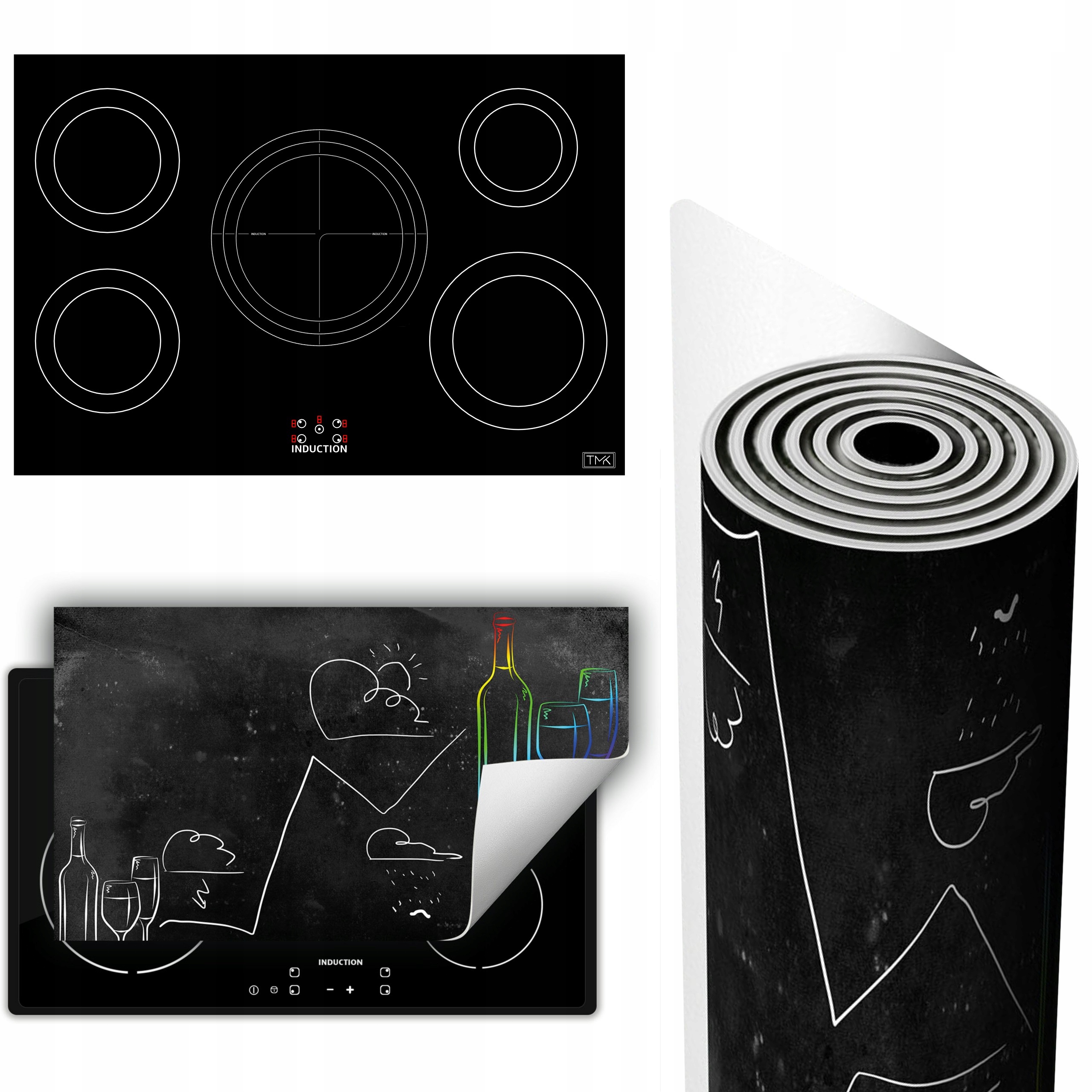 Vinylová Podložka Ochrana Sporáku Desky 90x52 tmavá víno