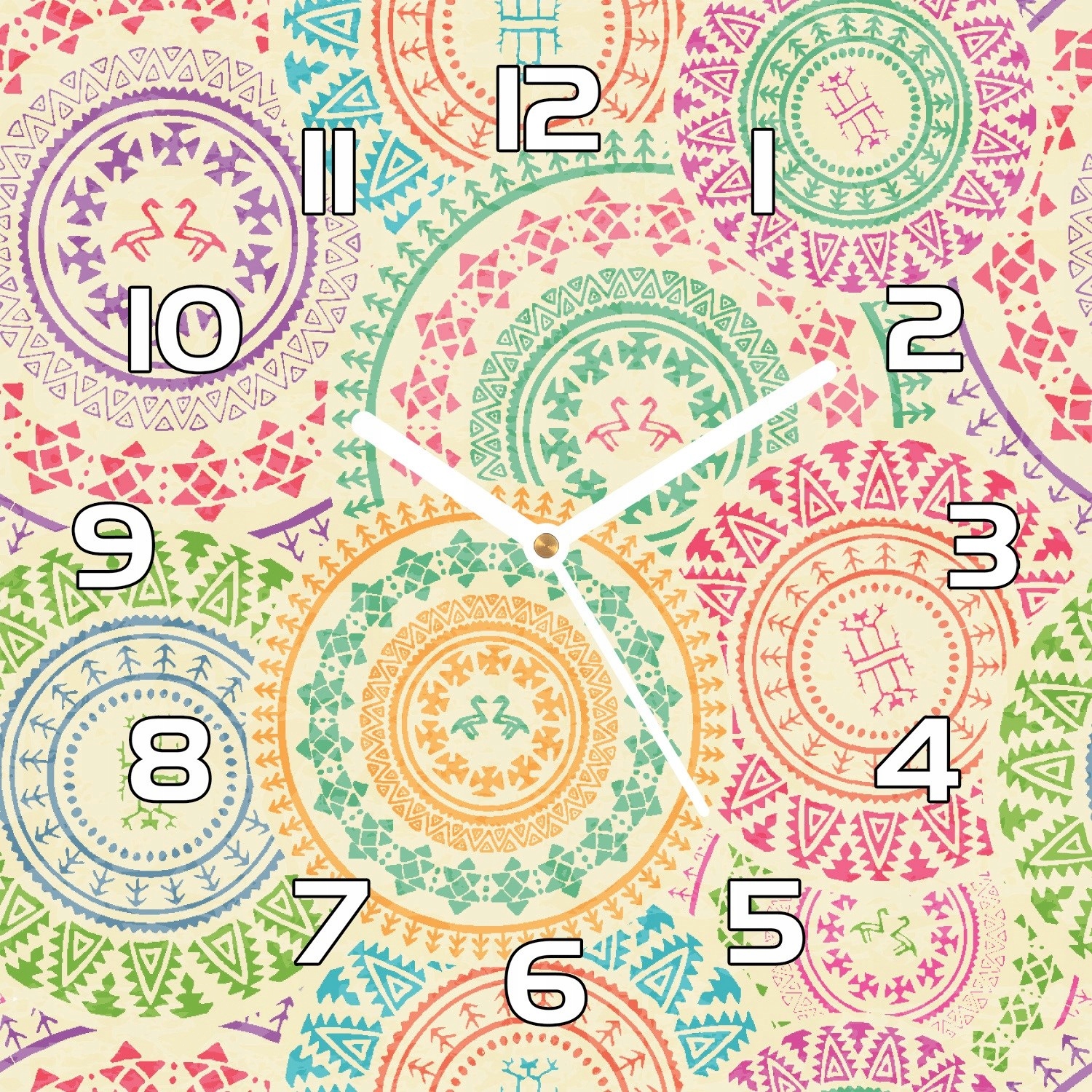 

Zegar szklany Marokański plemienny wzór 30x30 cm