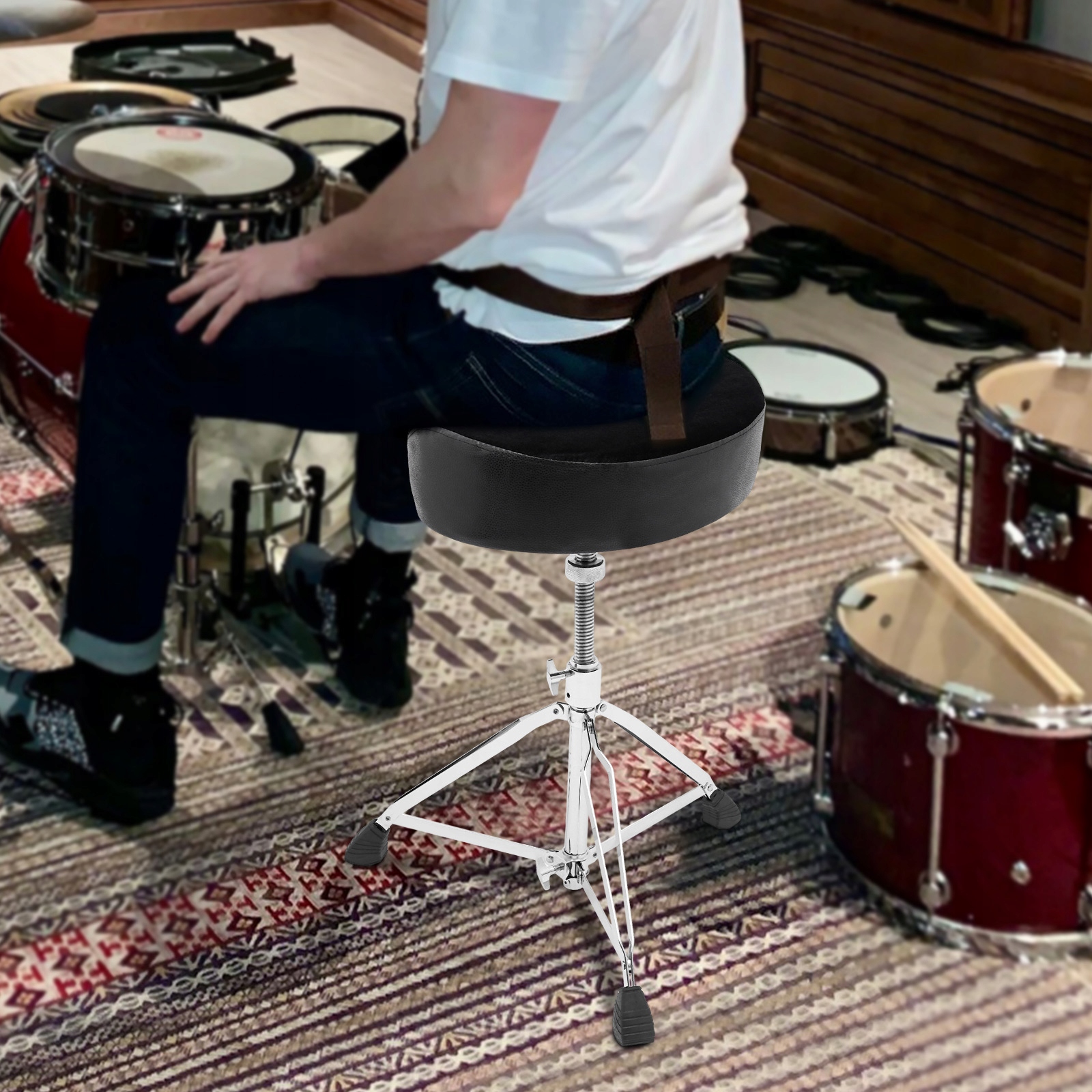 Obrotowy stołek perkusyjny 360° 45-60cm Udźwig 100 kg Wysokość maksymalna 68 cm