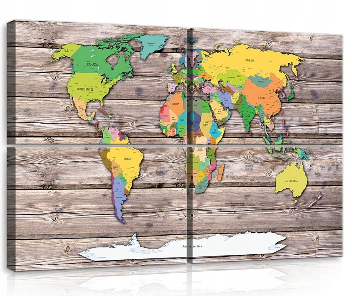 Obraz Na Plátne Canvas 120x80 Mapa Svet Geografia Dosky Drevo Imitácia