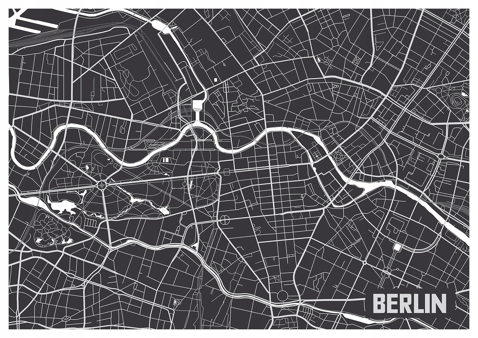 Fototapeta Berlín Čiernobiela mapa mesta minimalizmus 368x254 lepidlo