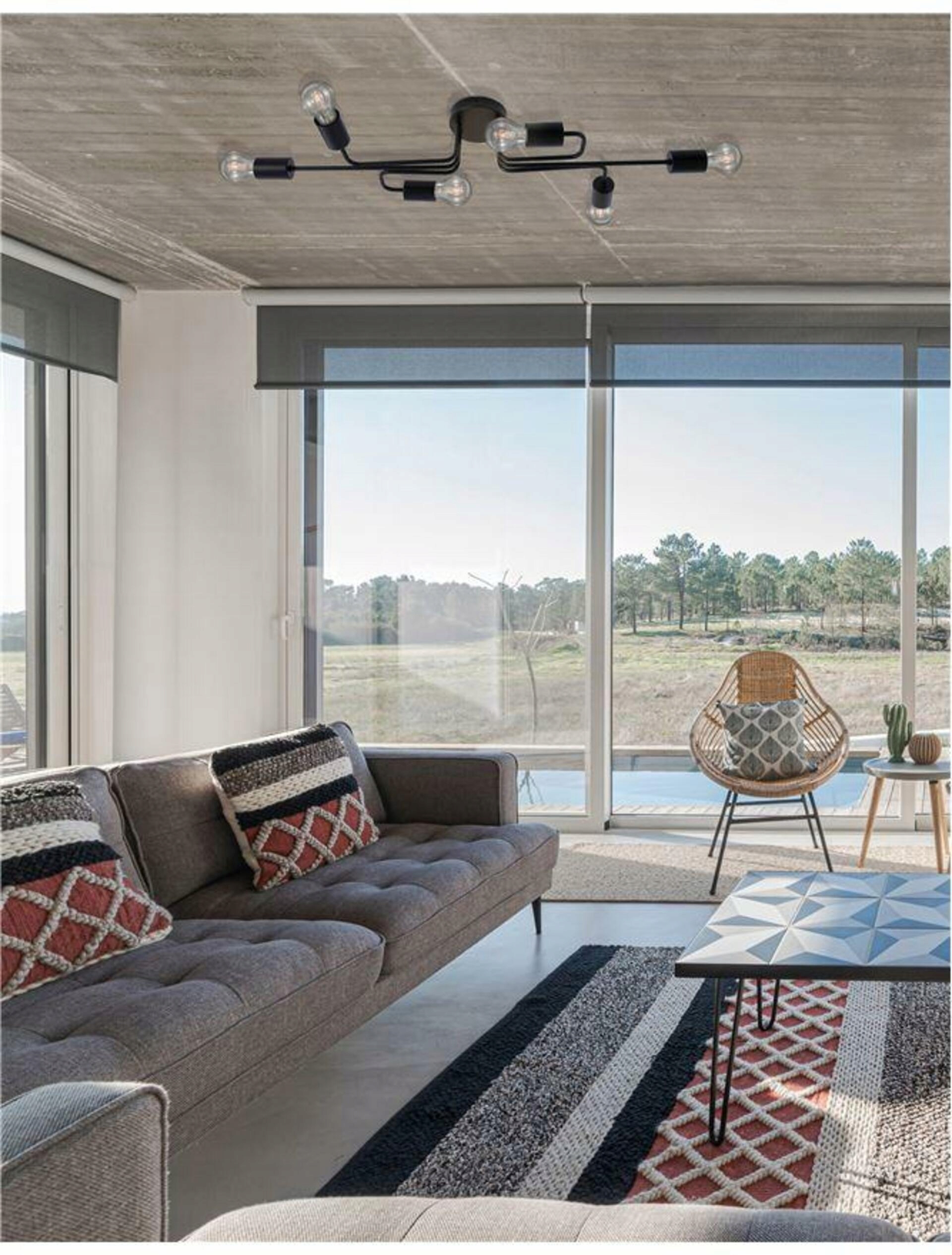 Nova Luce stropné svietidlo Granso čierny kov E27 6x12W 230V IP20 bez žiarovky