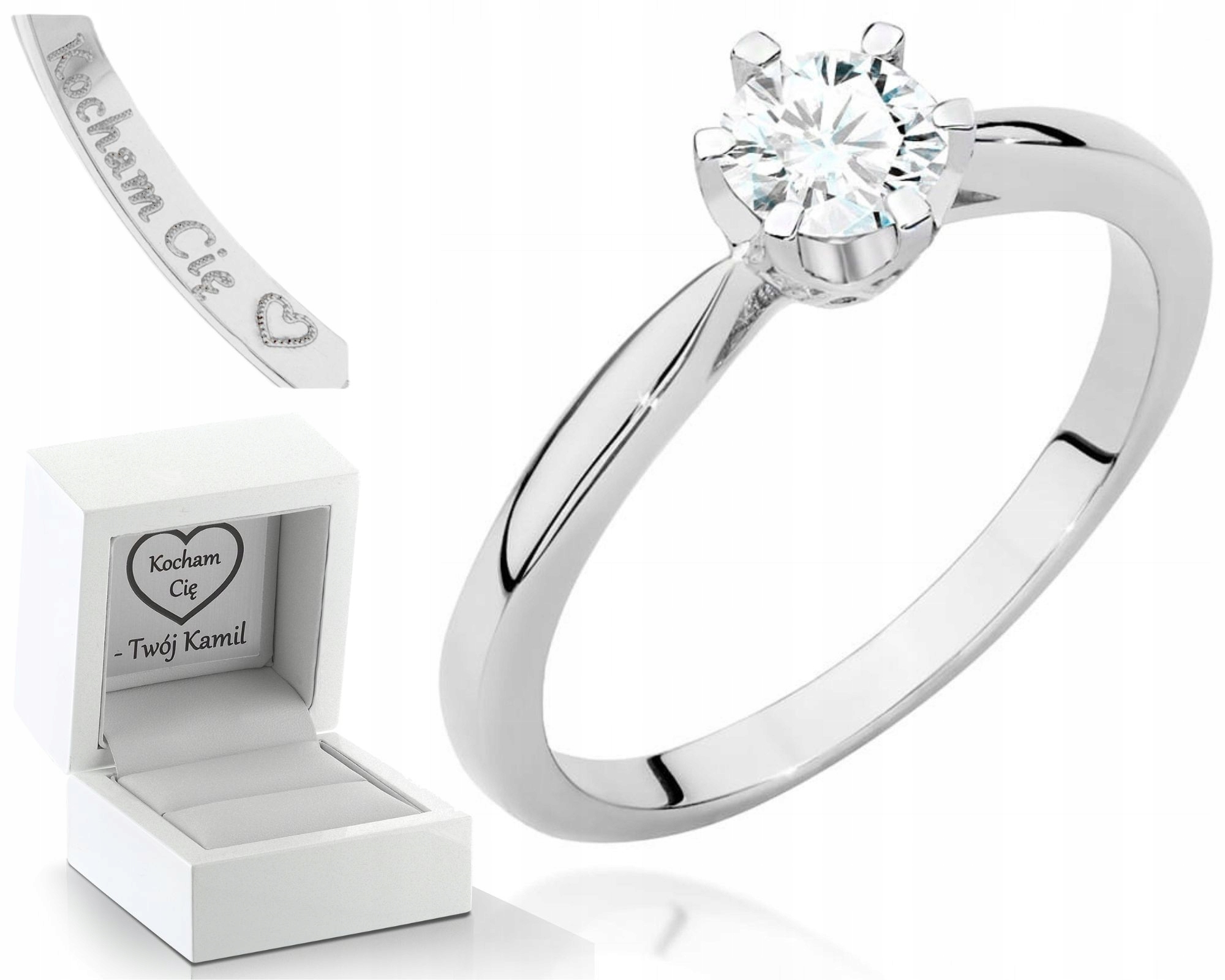 Bílé Zlato Prstýnek Diamant Obchod 585 Gravírování