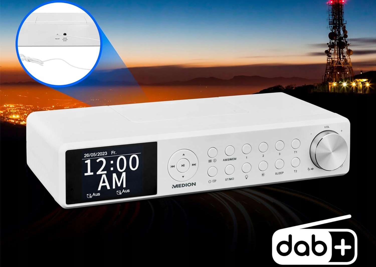 KUCHENNE RADIO CYFROWE PODWIESZANE LAMPKA LED DAB+ MD43750 FM BLUETOOTH USB Kolor wielokolorowy