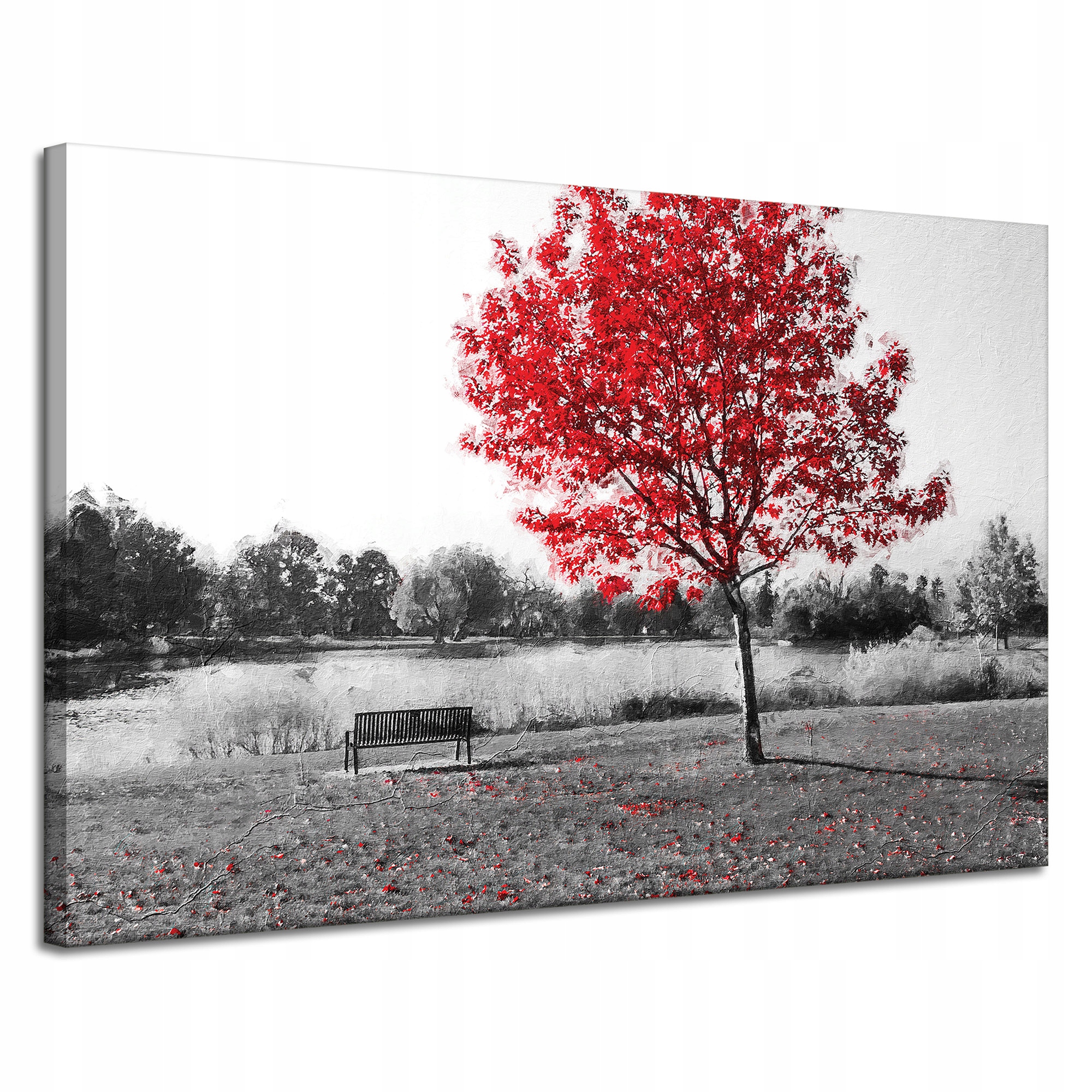 Obraz na plátně Šedivé Červené Listy Kontrast 120x80 cm
