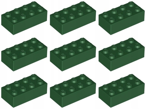 

Lego 3001 Klocek 2x4 zielony ciemny (20g) 9 szt.