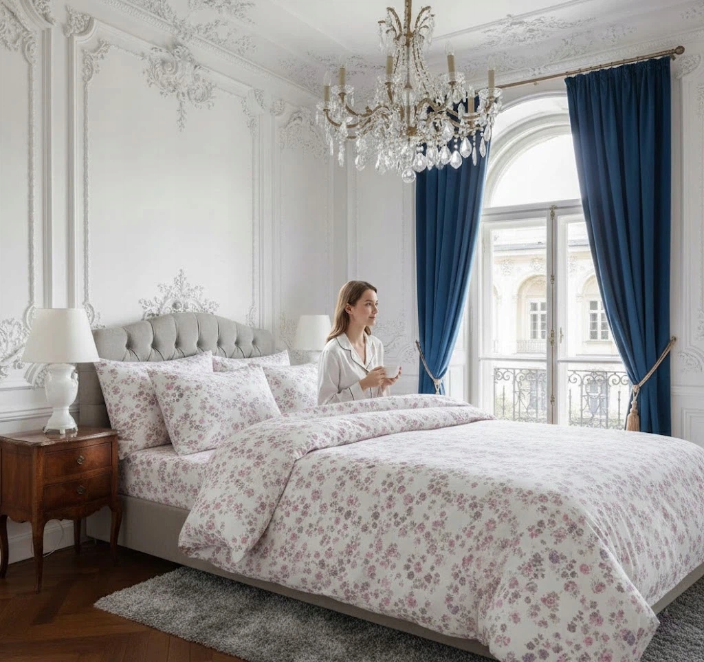 Bavlněná souprava povlečení s květinovým vzorem pro dvoulůžko 160x200 cm