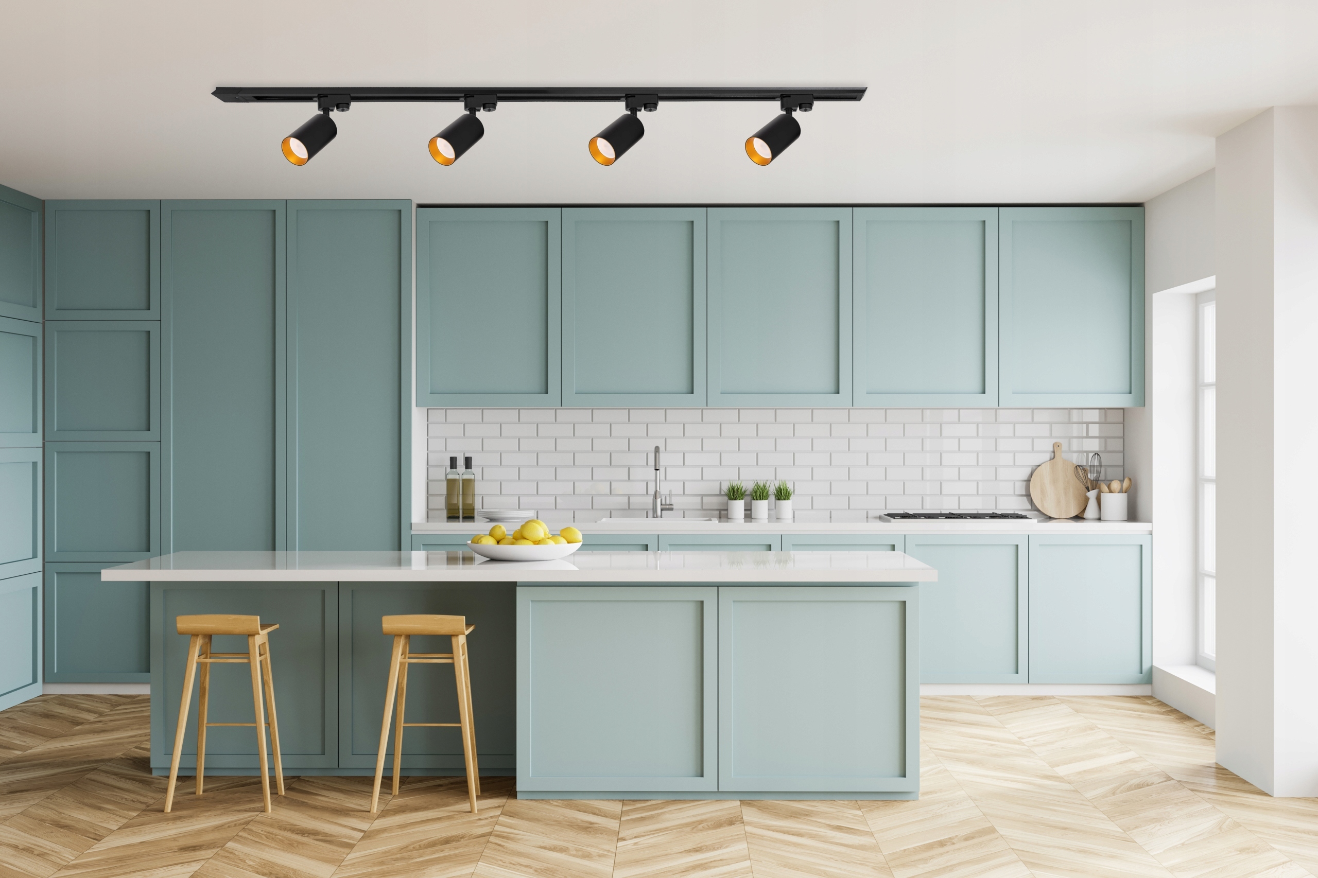 Szynoprzewód 2m 5x lampa GU10 listwa czarna złota Kod producenta Szynoprzewód TL-R200B + 5x TL-DR5590BG