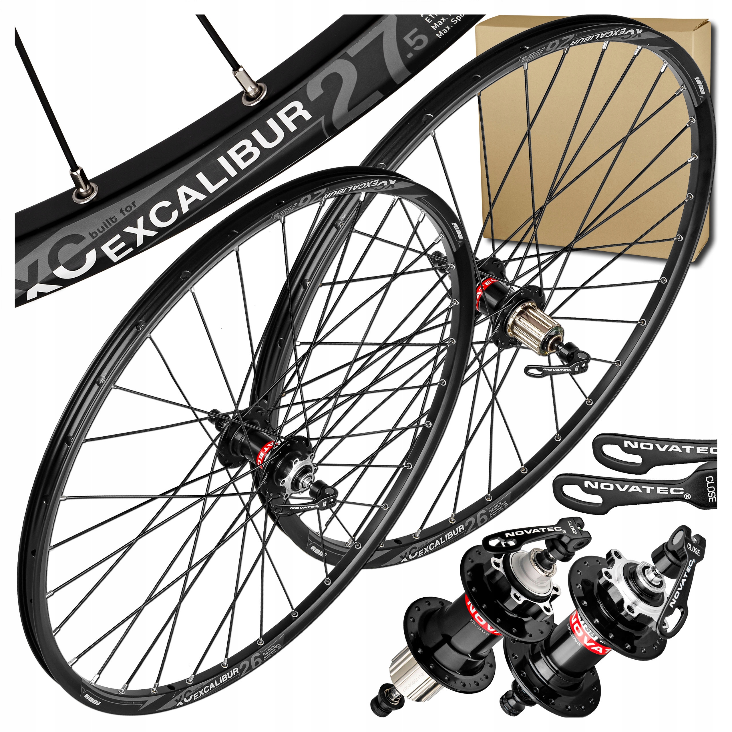 Kola Na Kolo Rodi Excalibur Přední Zadní 27,5" 584x19 Novatec Černé Kotouče