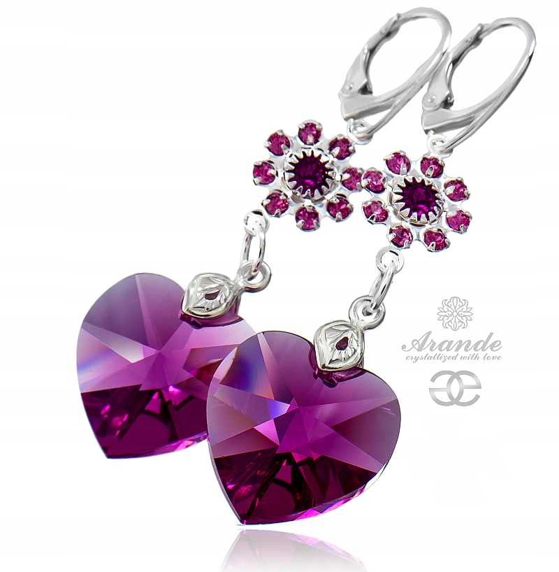 Krystaly Náušnice Fuchsia Feel Stříbro