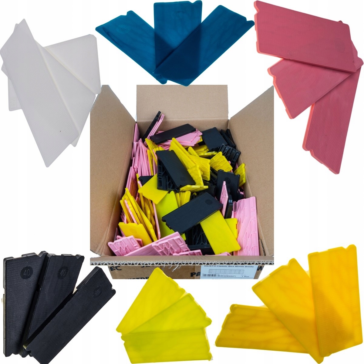 Podložky pod sklo MIX 40 mm/1-6 mm Silisto 600 ks