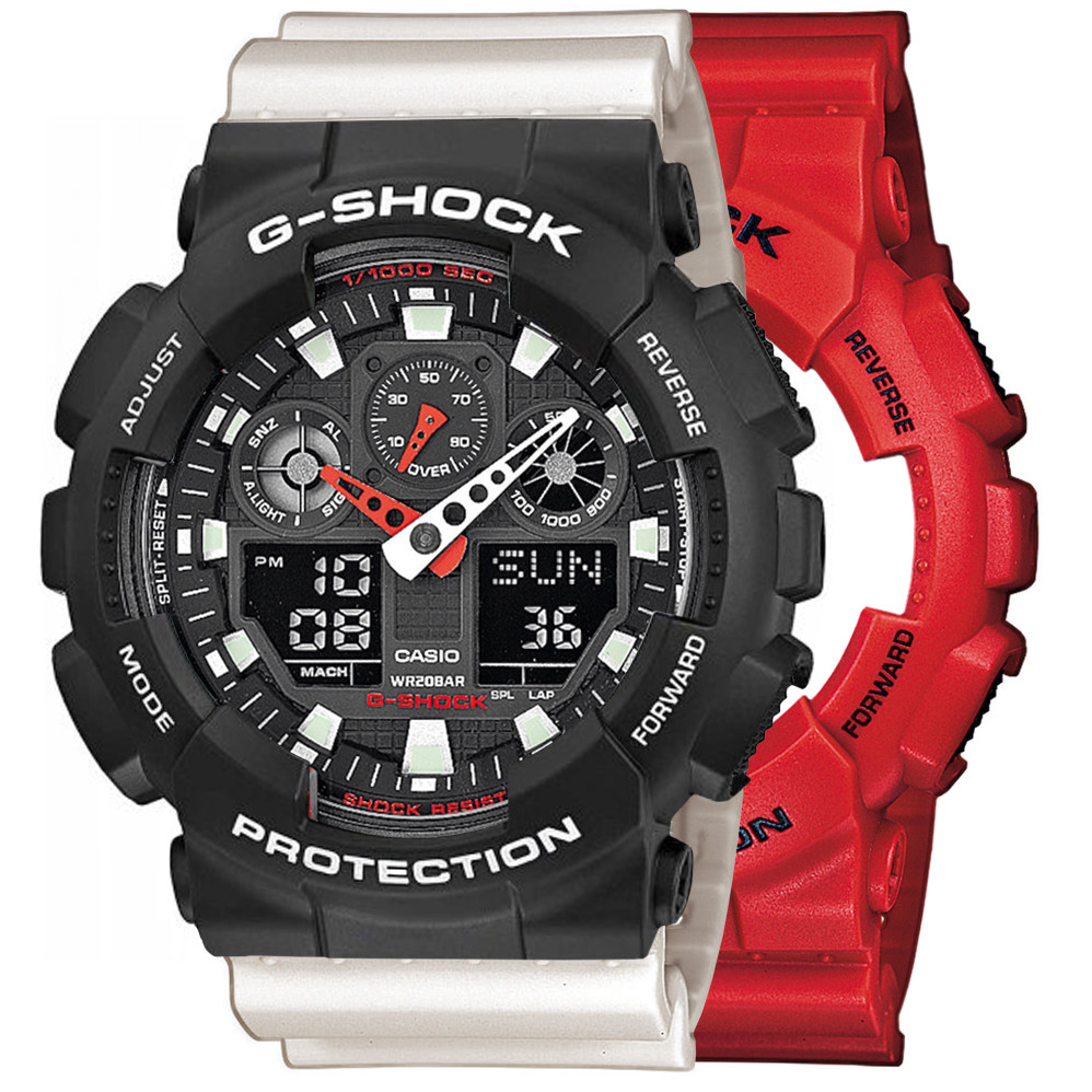 Sada G-shock GA-100B-4AER Černá Bílá