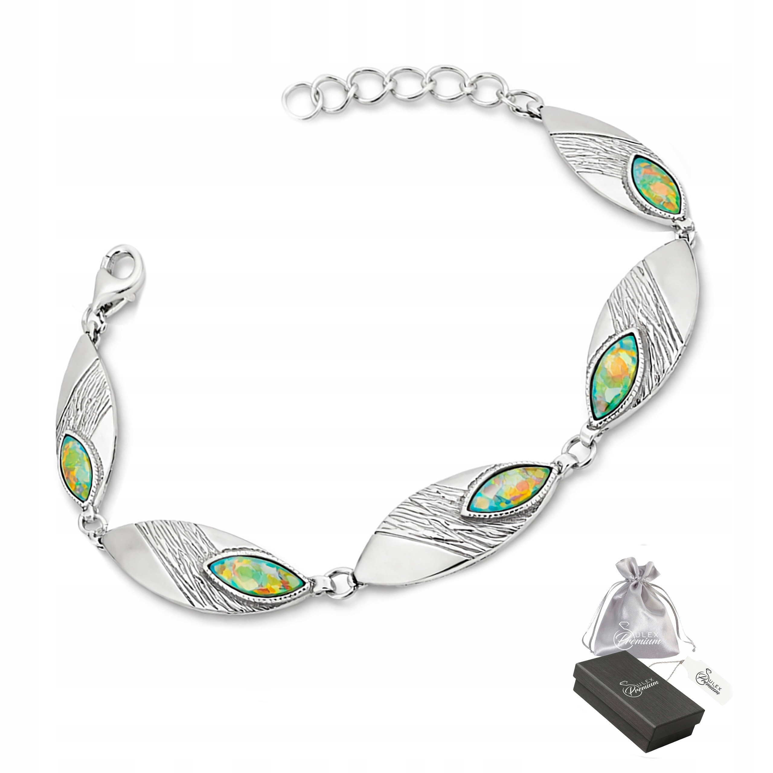 Stříbrný dámský náramek ryzost 925 se zeleným opálem Elegantní Moderní