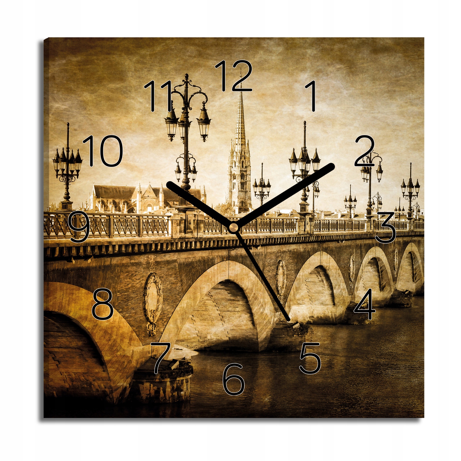 hodiny na obraze Most voda památka na zeď 30x30