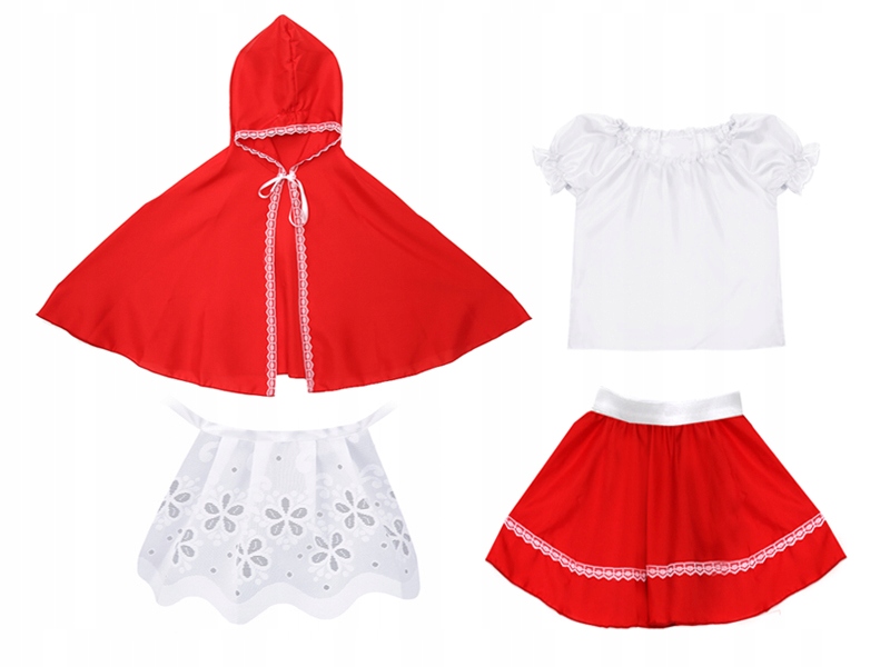 ZESTAW CZERWONY KAPTUREK KAPTUR PELERYNA 134-140 Płeć Dziewczynki