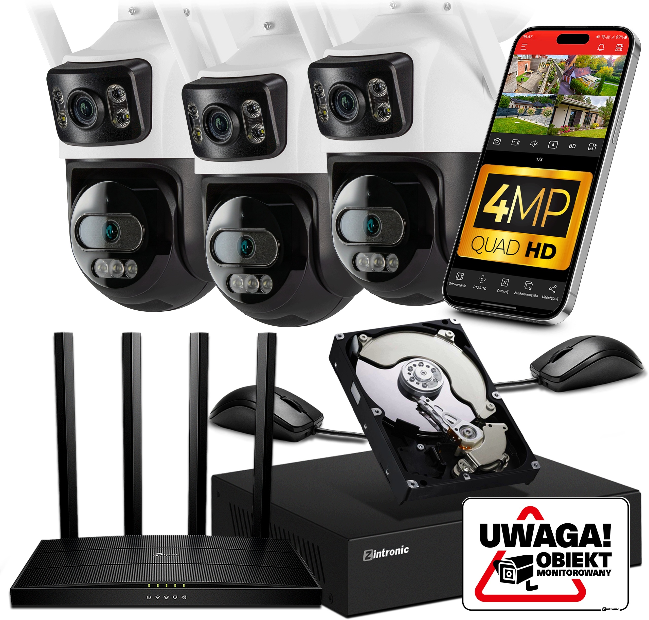 Sada Ip WiFi Monitorování 3xKAMERA P44 Venkovní Otočná WiFi 2x4MPx