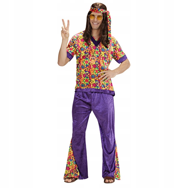 Kostým Hipis Woodstock Děti Květiny XXL