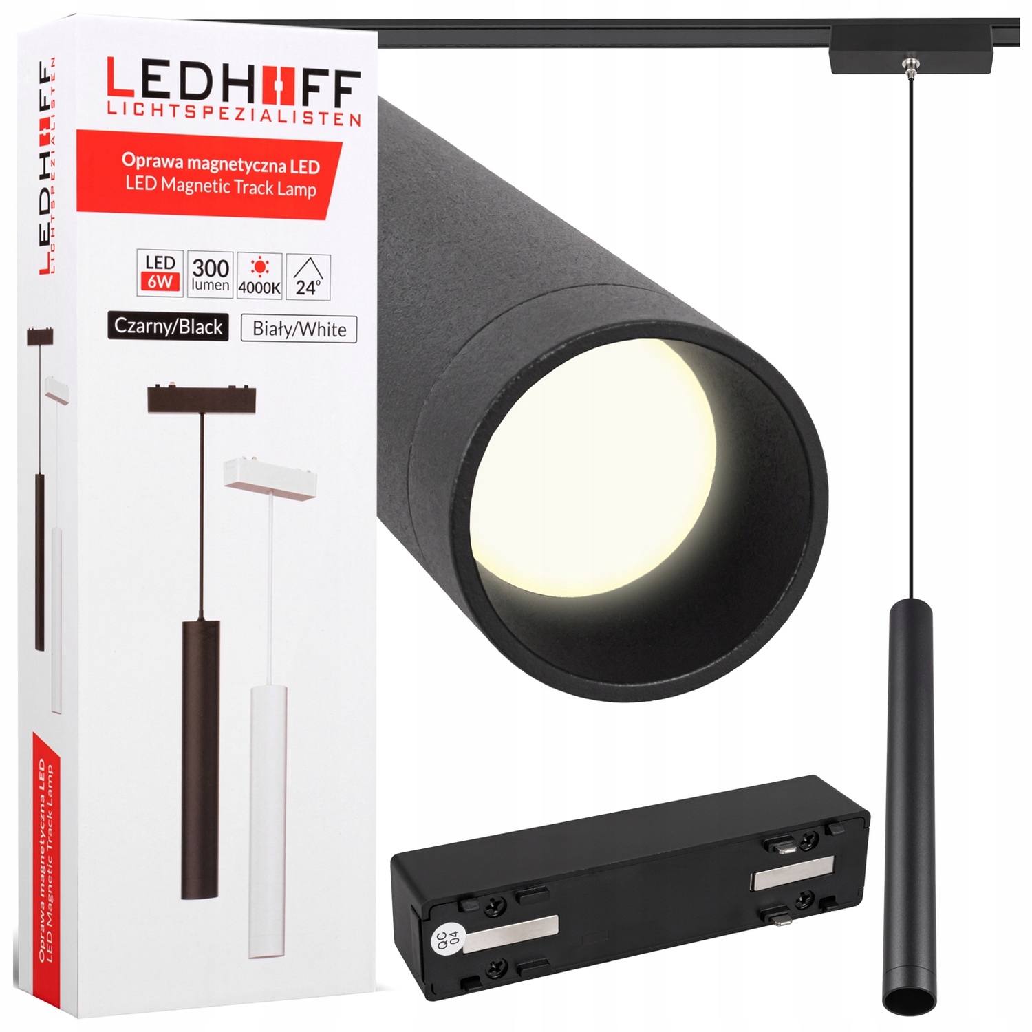 Závěsné magnetické svítidlo Tuba Led lampa na kolejnici 6W Černá 4000K