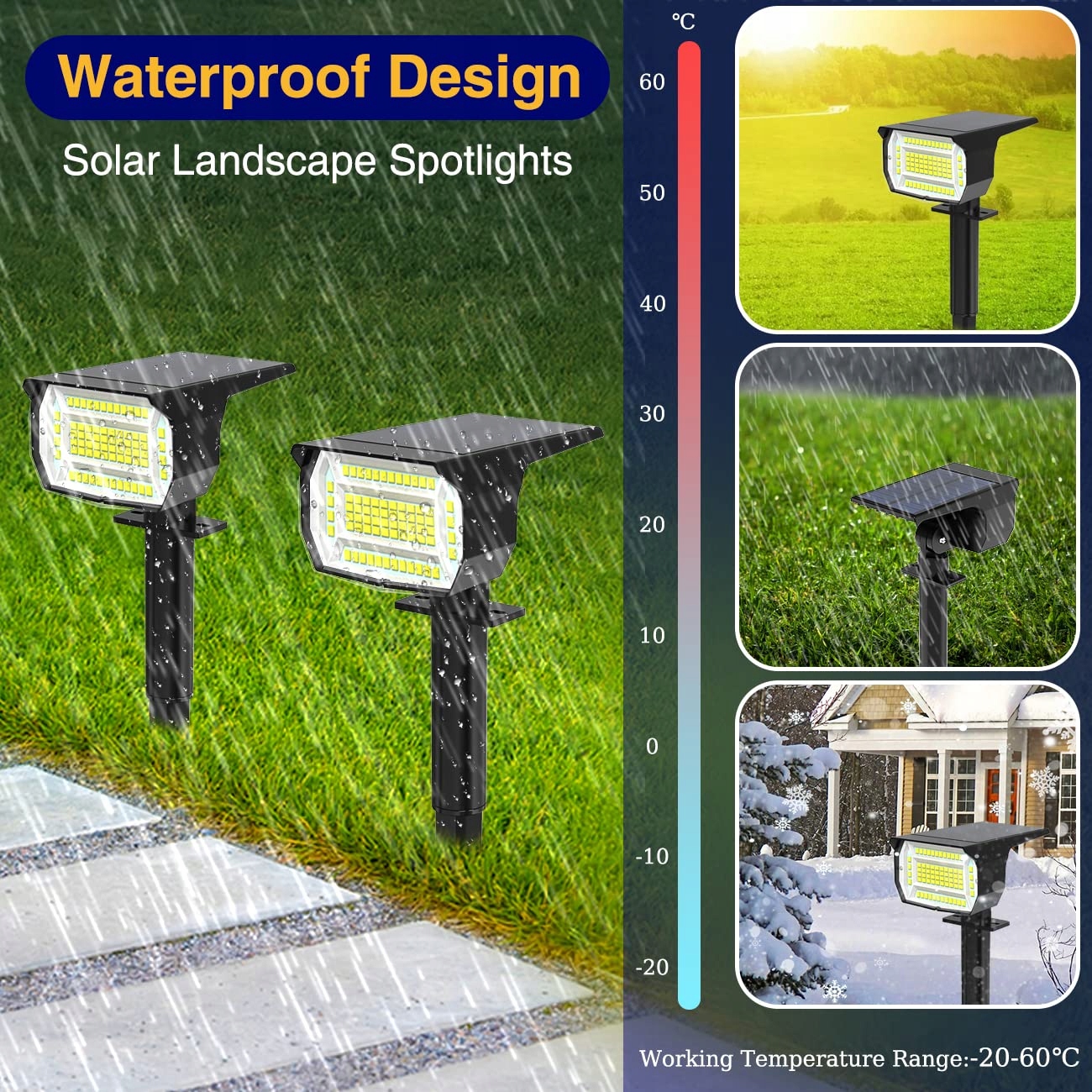 Lotmos Reflektory Ogrodowe Lampy Wbijane Solarne 4 Sztuki — miniatura 4