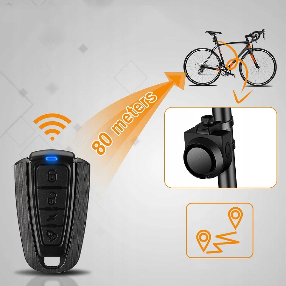 ALARM ANTYKRADZIEŻOWY Z BEZPRZEWODOWYM PILOTEM, DO ROWERU, MOTOCYKLU Model Alarm antykradzieżowy