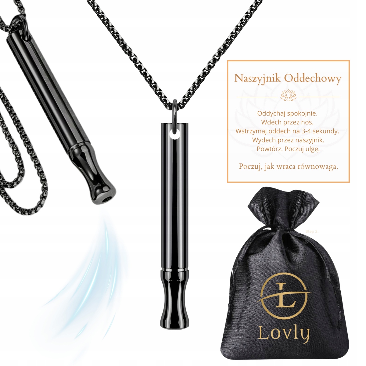 Naszyjnik Do Rzucania Palenia Oddechowy Cichy Nie Gwizda STAL NIERDZEWNA