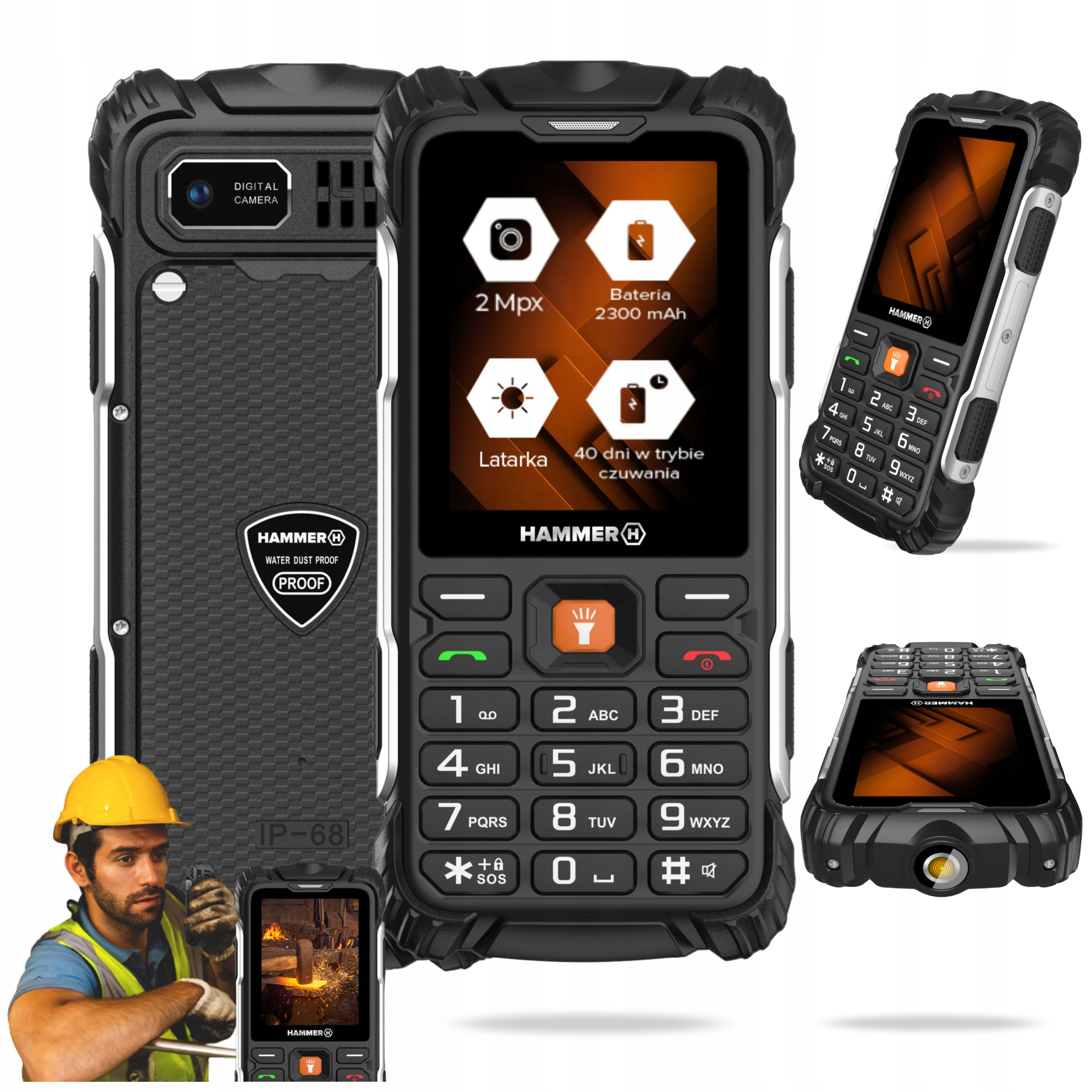 Telefon komórkowy Hammer Forge 2G 32MB/32MB pancerny wodoodporny IP68