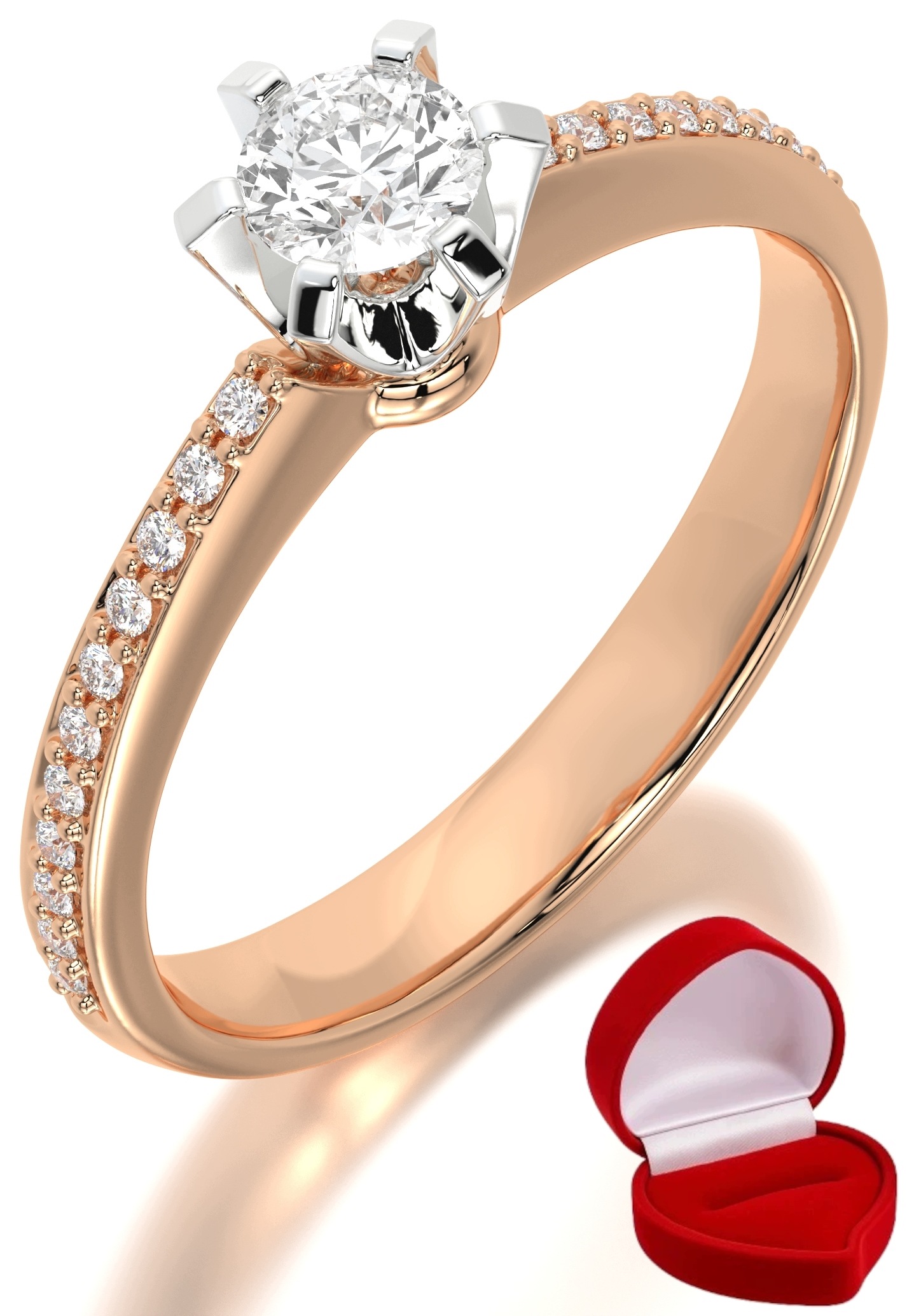 Zlatý Prstýnek 585 14k Brylant 0,24 ct Růžové Zlato R7