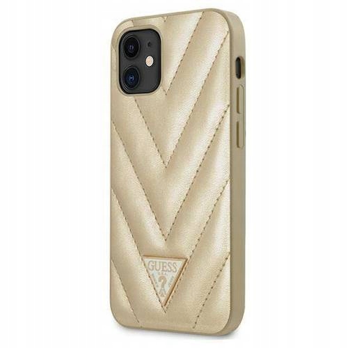 Etui Guess V- Quilted Collection na iPhone 12 mini złote Guess