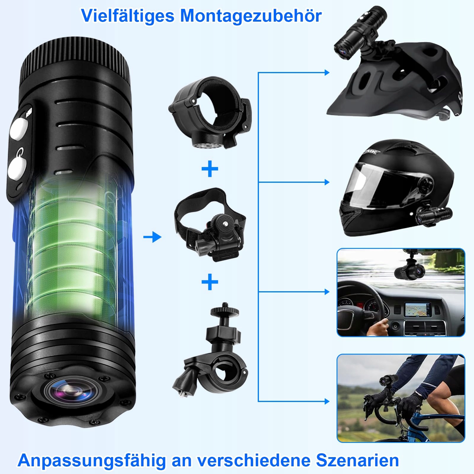 TANGMI Kamera Sportowa WiFi 1080P HD 120° Kąt Szeroki 7h Bateria — miniatura 6