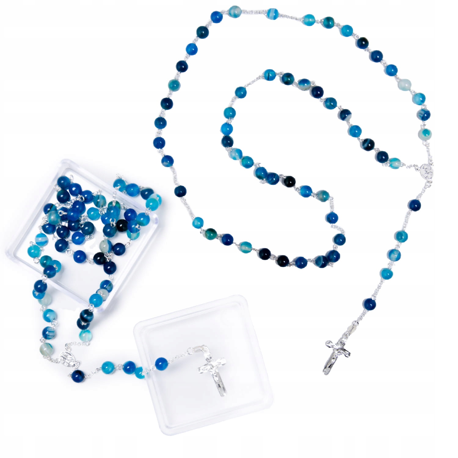 Růženec z polodrahokamů Achát Modrý RT-21