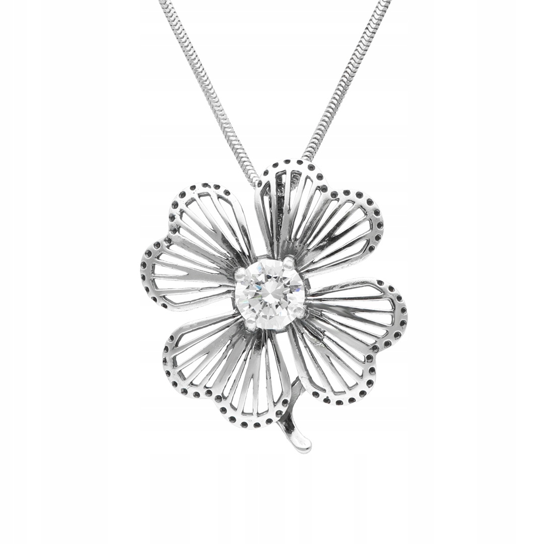 Přívěsek jetel s bílou zirkonií stříbro