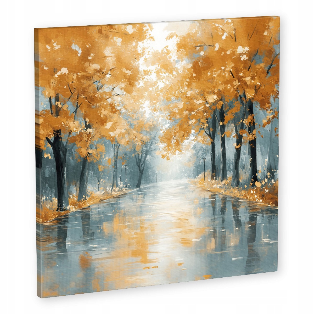 Obraz Na Plátně Obraz Na Plátně Cesta Ulice Ulice Stromy Podzim Déšť 60x60