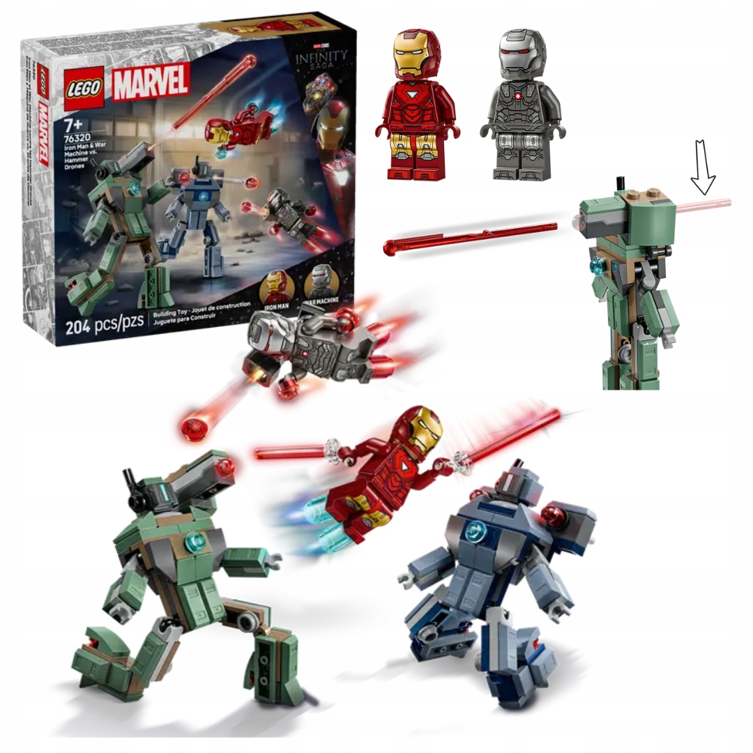 Lego Heroes Marvel 76320 Iron Man a War Machine versus drony Hammera