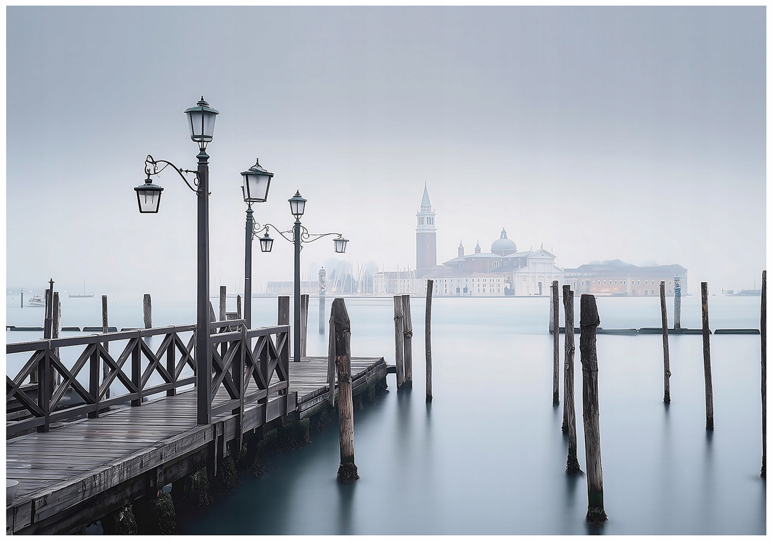 Fototapeta Molo Město Příroda Voda Mlha Šedý Most Nebe Pohled 150x105