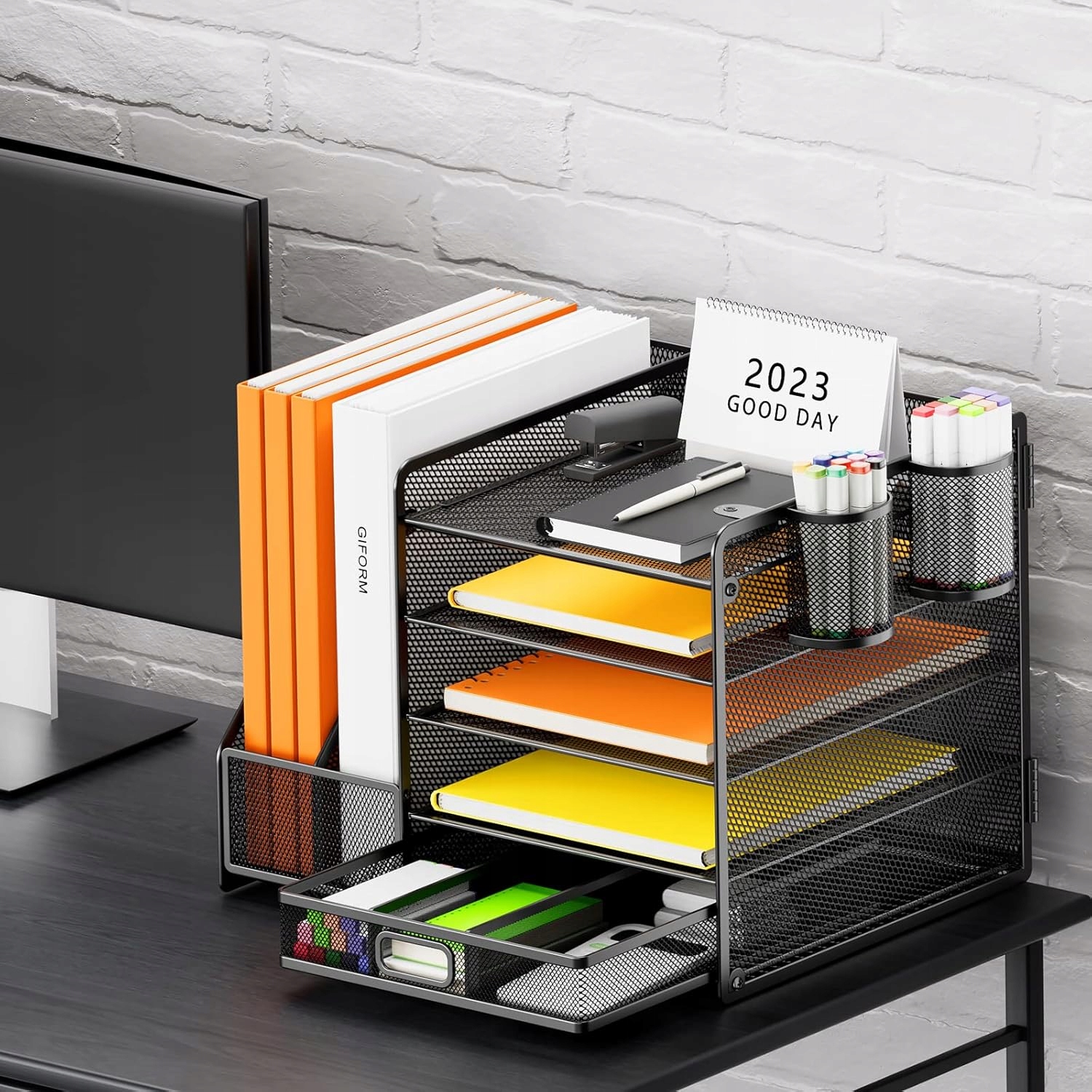 ORGANIZER NA BIURKO DUŻY PRZYBORNIK NA DOKUMENTY A4 DŁUGOPISY 5 SZUFLADY Waga produktu z opakowaniem jednostkowym 2.3 kg