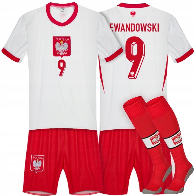 Lewandowski 9 Polska Euro 2024 Strój Piłkarski Komplet i getry 116