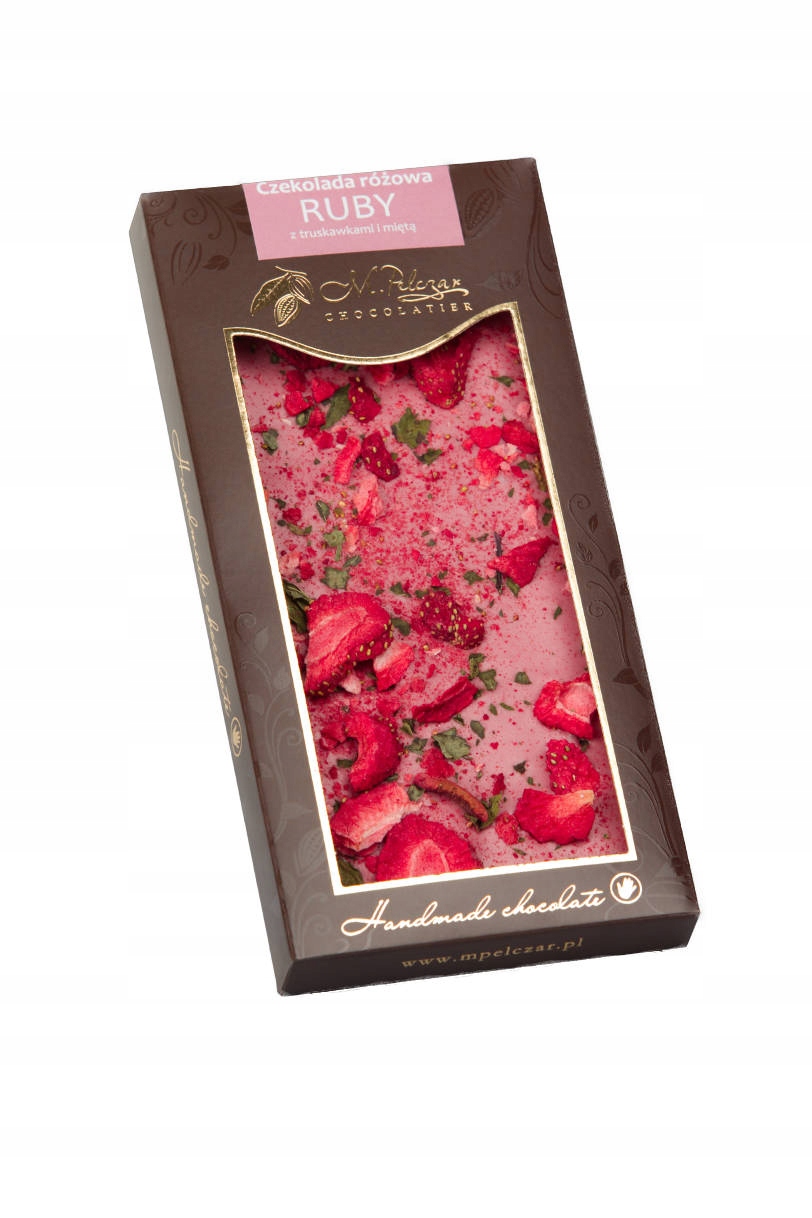 Levně 2x Čokoláda růžová Ruby s jahodami a mátou M. Pelczar.