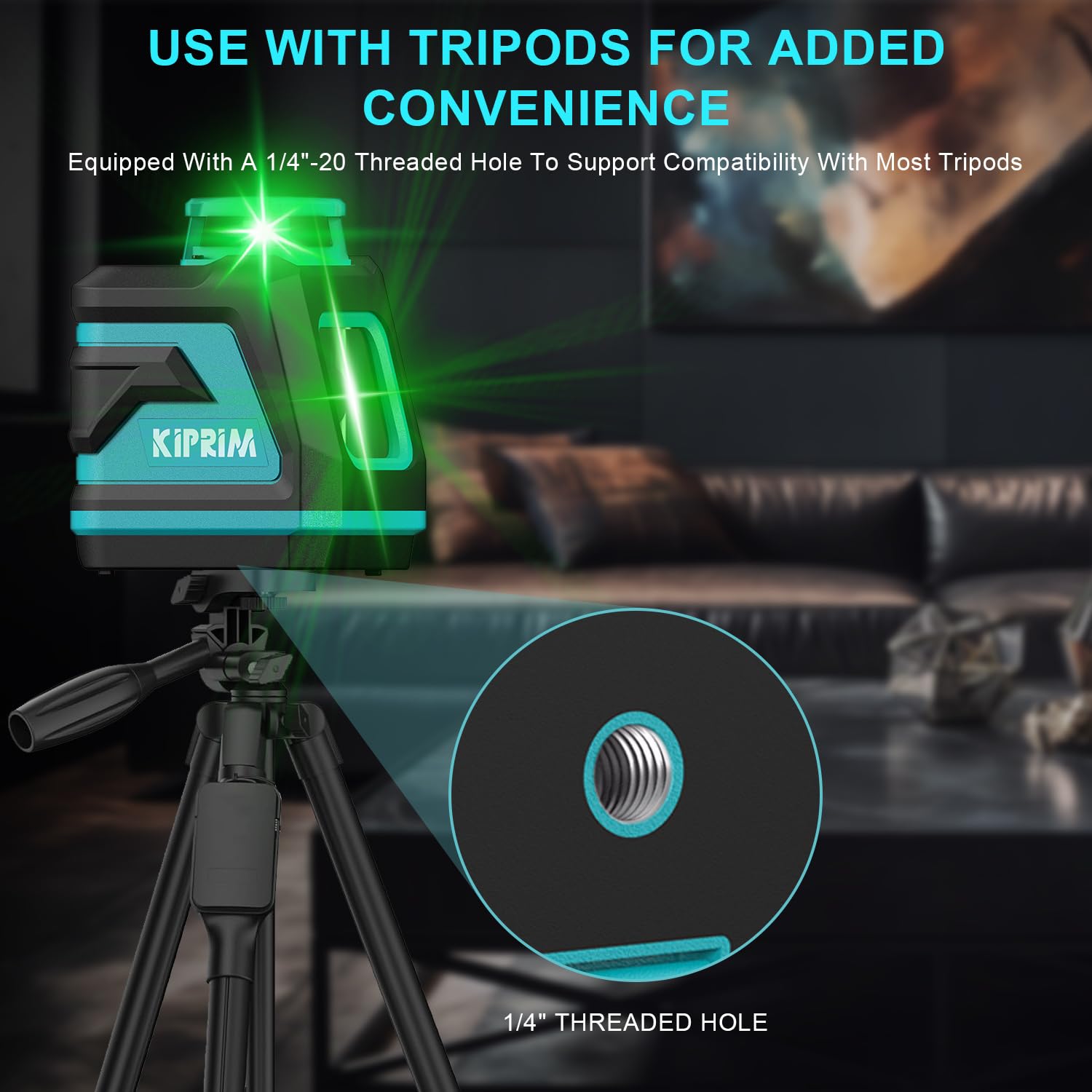 KIPRIM Zielony Laser Krzyżowy LV8D 5 Linii Samopoziomujący Z Bateriami — miniatura 7