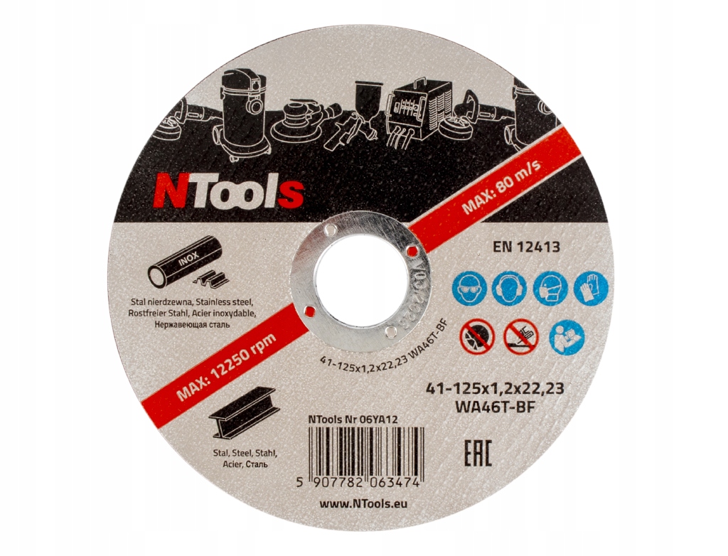 125 x 1,2 x 22,23 mm APP TARCZA PŁASKA DO CIĘCIA METALU Ntools 380