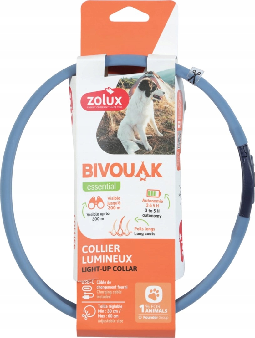 Levně Zolux Led obojek silikon Bivouak modrý