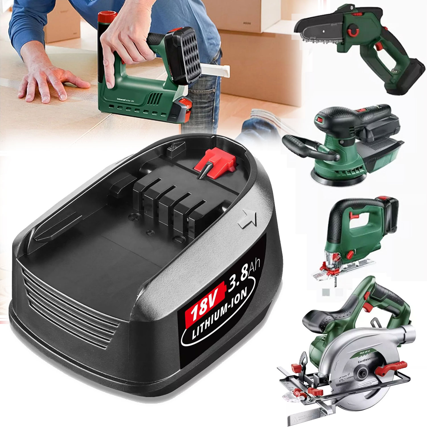 Akumulátor 3800MAH Pro Nářadí Bosch 18V Pro Dům A Zahradu AL1880CV AL1810CV