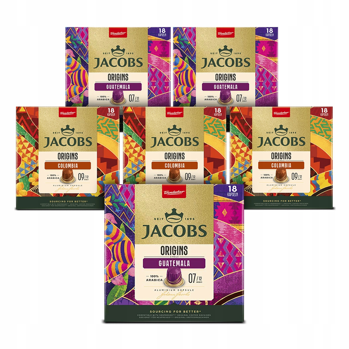 Kapsułki Jacobs do Nespresso(r)* Origins Colombia, Guatemala 6 opakowań