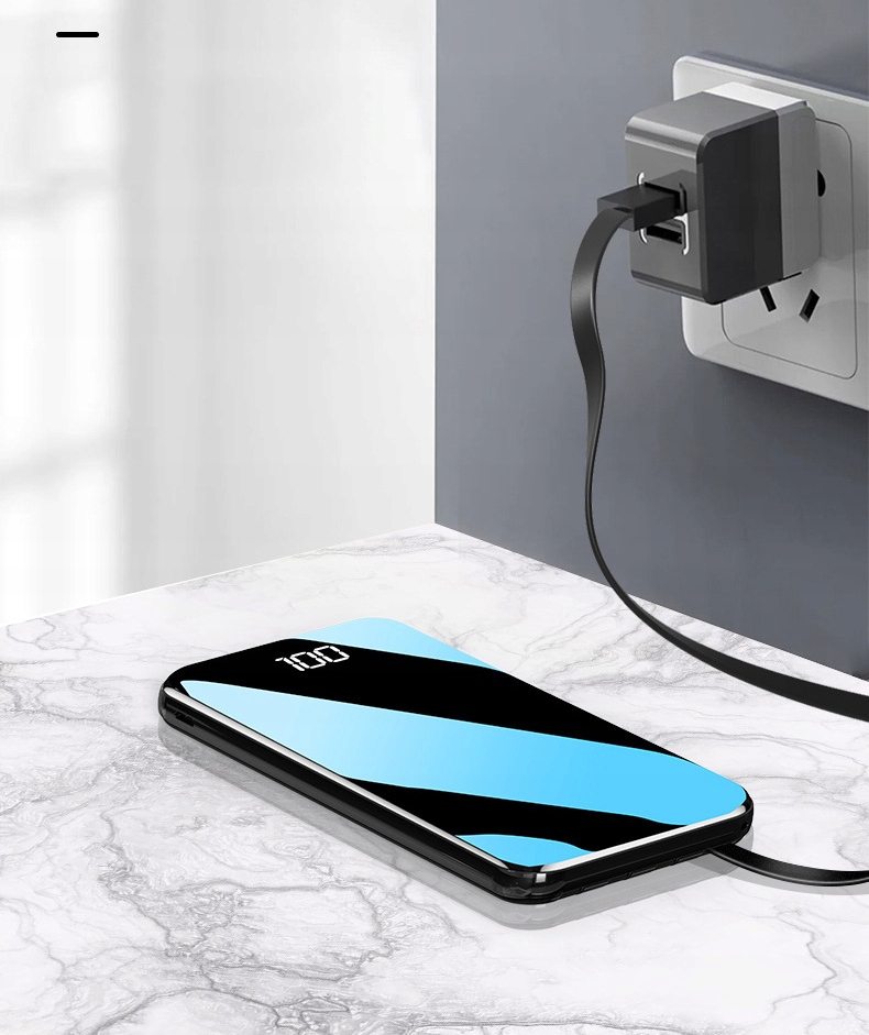 POWERBANK UNIWERSALNY 20000mAh MICRO USB-C USB LED Kolor czarny