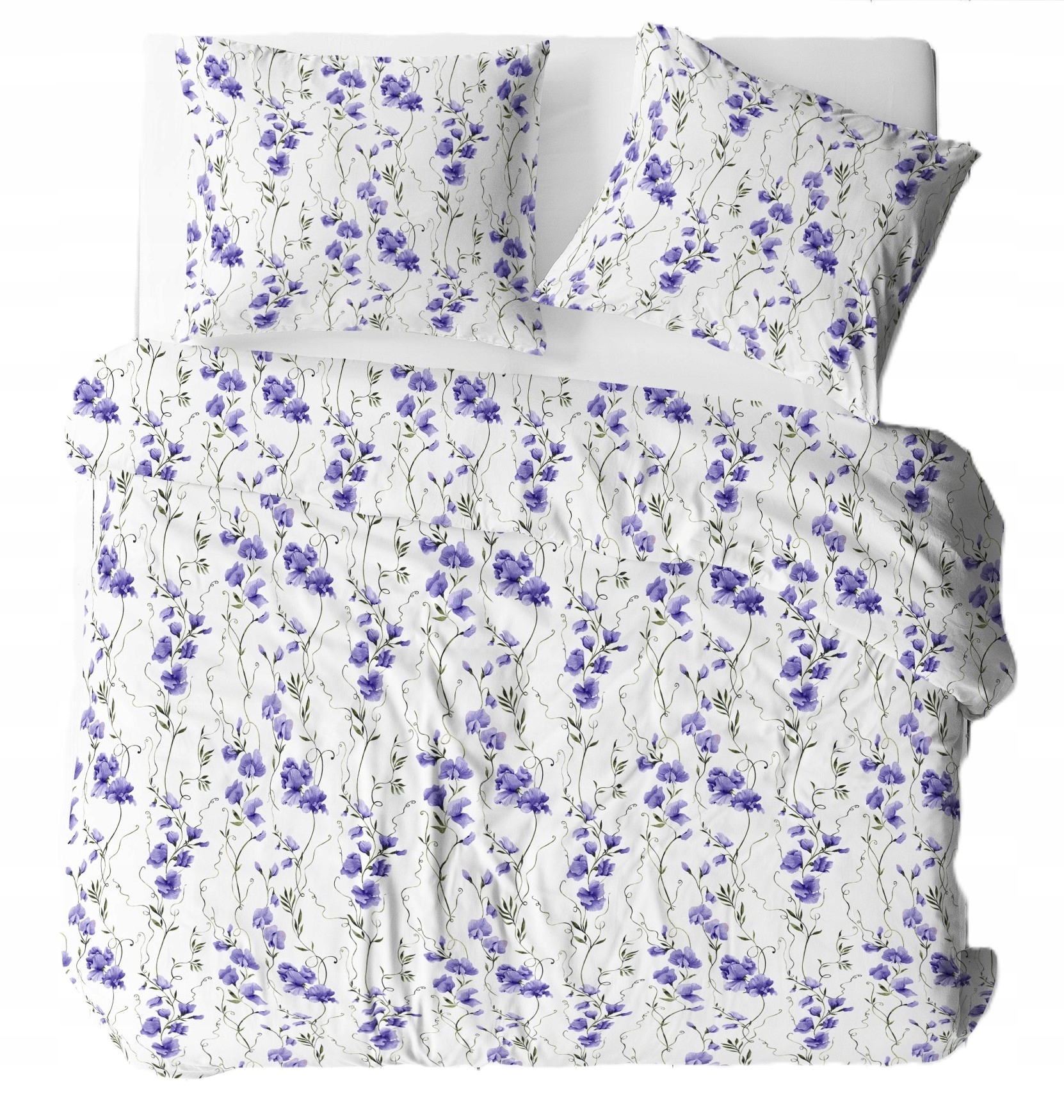 Sada povlečení 220x200 květiny, filetové kvítky na bílém, vzory