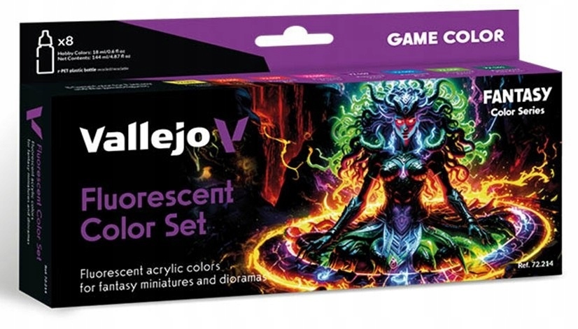 Vallejo 72214 Fluorescent Color Set – 8×18 ml Game Color zestaw farb