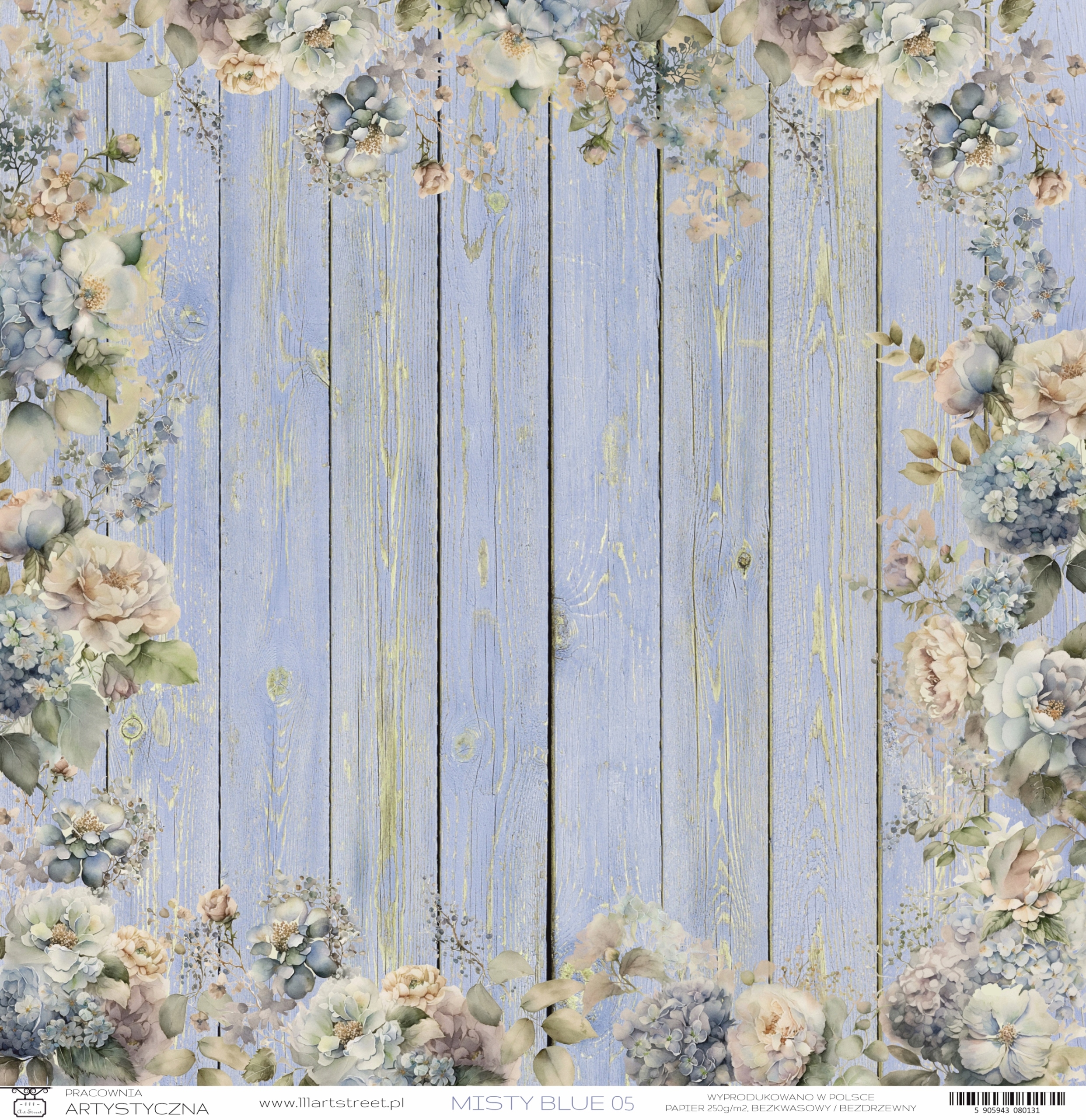 Papier do scrapbookingu Misty Blue 05 111 Art Street Beżowy, niebieski brąz