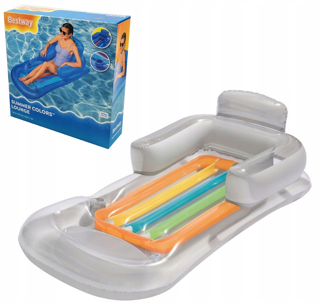 43028 MATERAC Z OPARCIEM FOTEL DO WODY BESTWAY RÓŻNE KOLORY 161CMX84CM