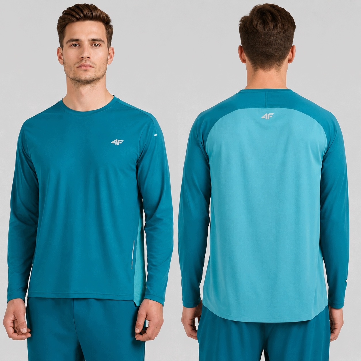 T-shirt Treningowy Z Długim Rękawem Biegowy 4F 4FDRY AW26 Turkusowy M